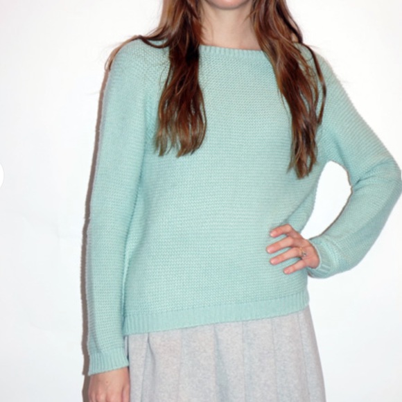 Anthropology Green Knit Long Sleeve Sweater Ribbon Tie On Back Size S - Picture 2 of 12